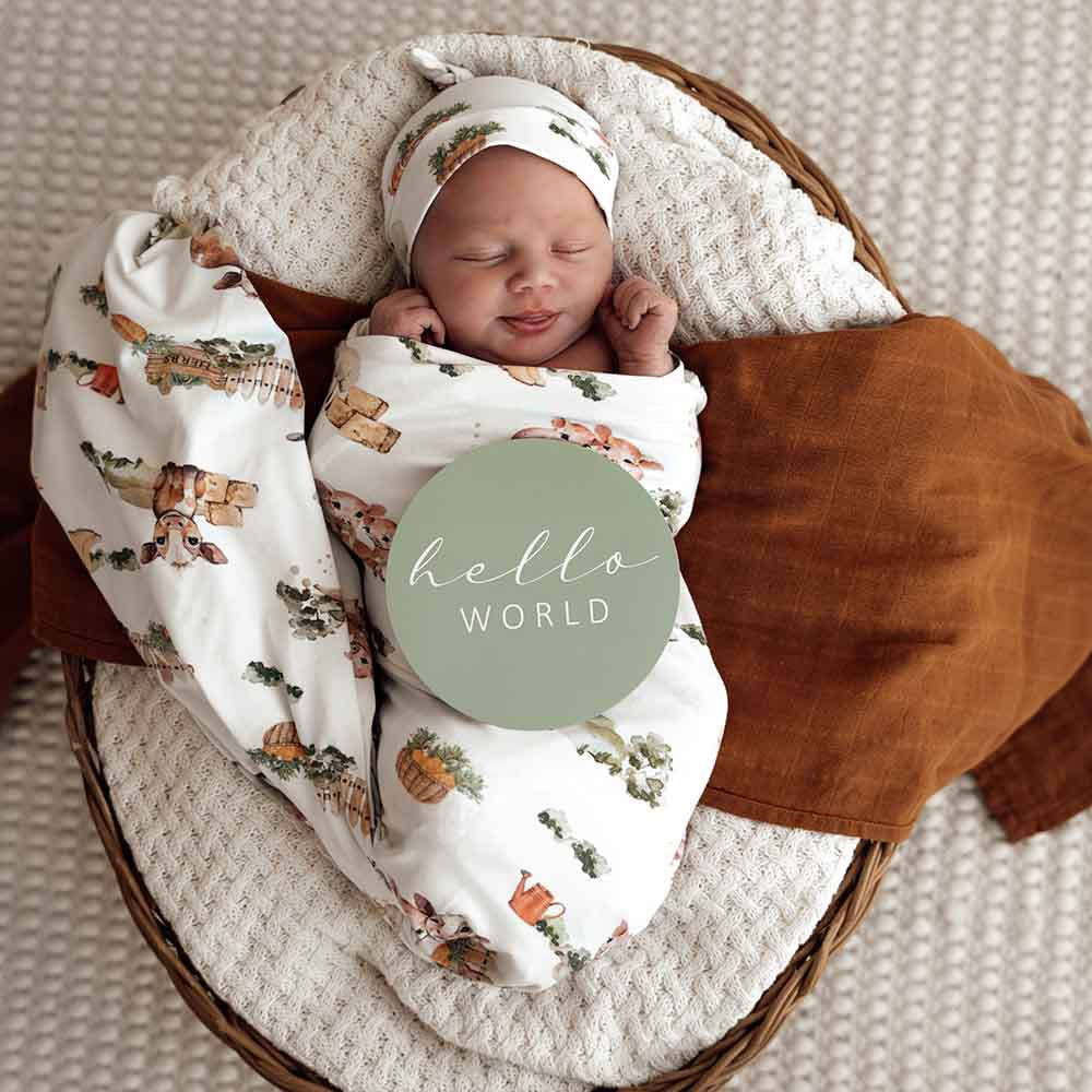 Lemon Organic Jersey Wrap & Beanie Set