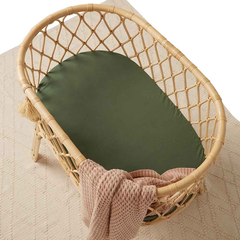 Olive Organic Bassinet Sheet / Change Pad Cover - View 3