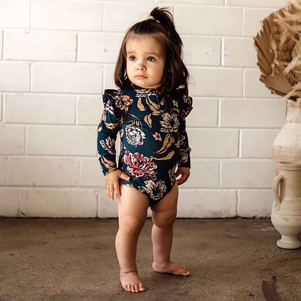 Snuggle Hunny Kids - Olive Stripe Long Sleeve Bodysuit main image 1