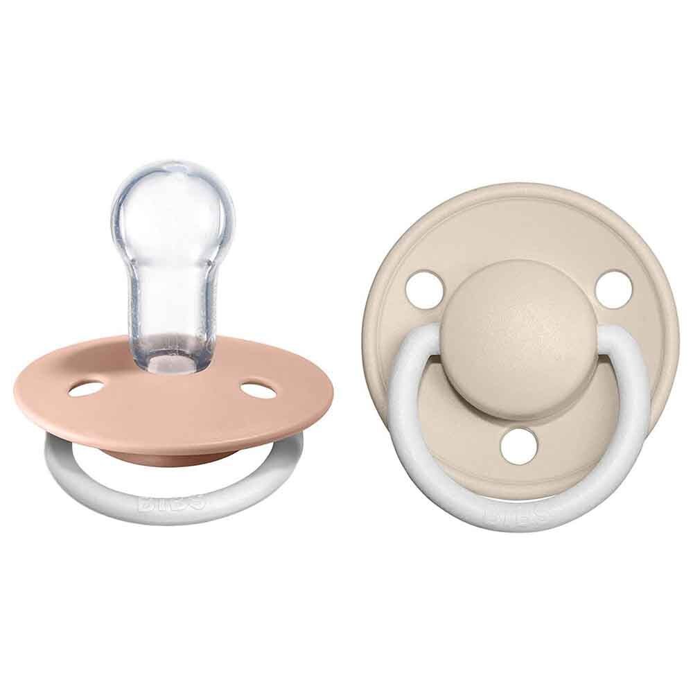 BIBS De Lux Silicone Night Glow Dummy 2 Pack Blush/ Vanilla Snuggle