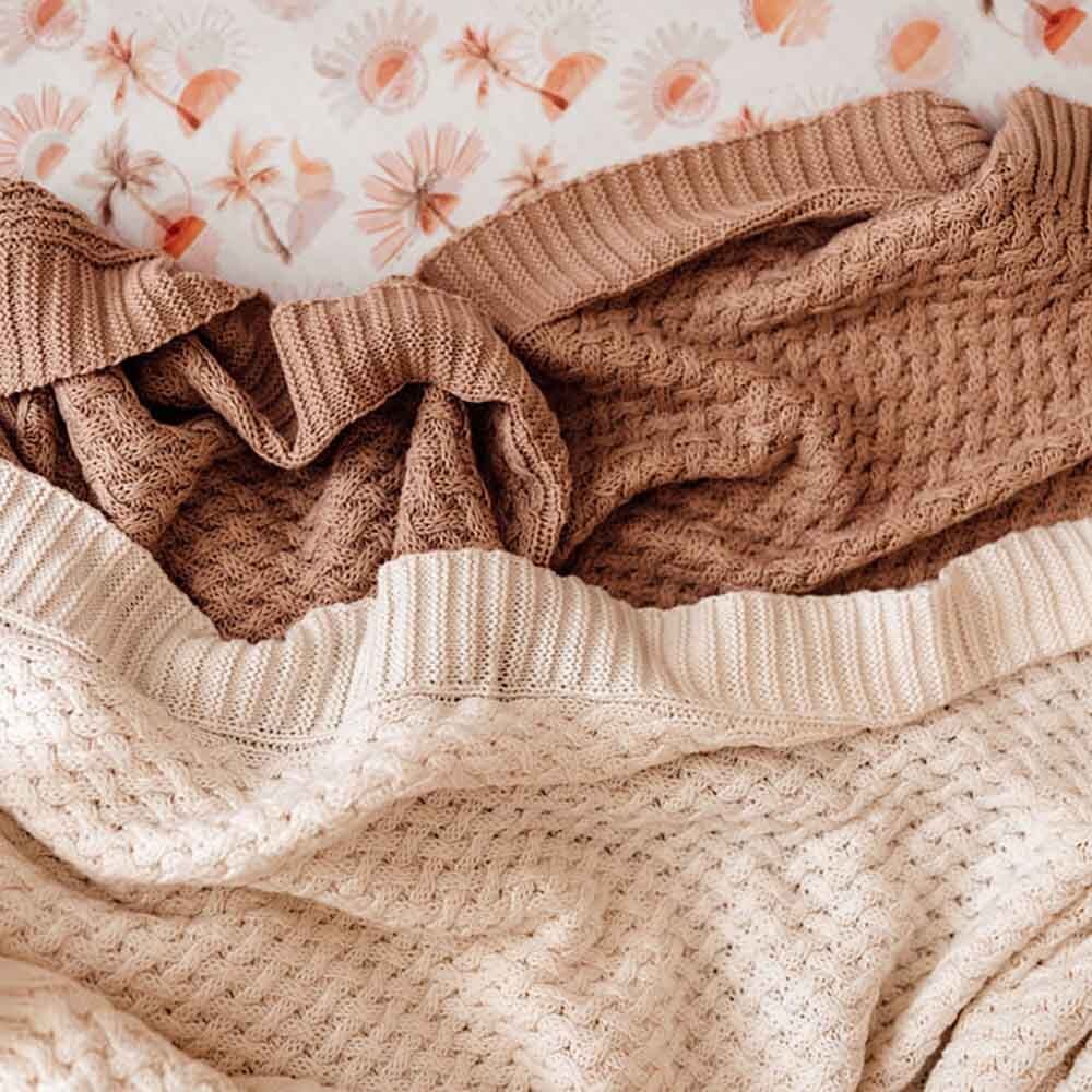 Hazelnut Diamond Knit Organic Baby Blanket - View 4