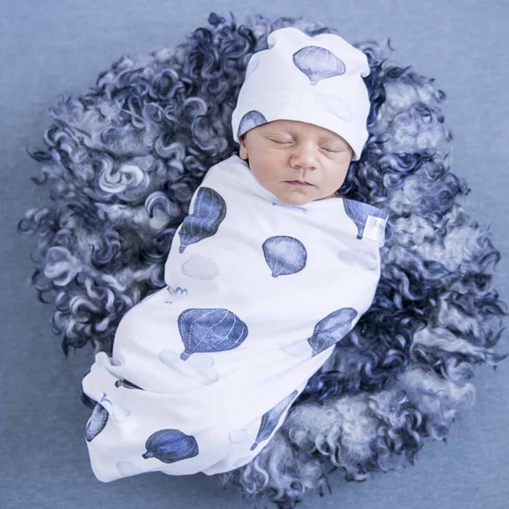 Cloud Chaser Organic Baby Swaddle with Beanie Snuggle Hunny