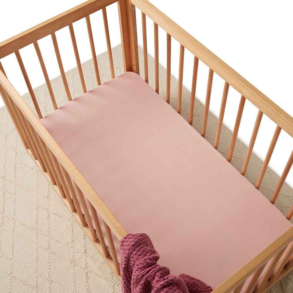 Lullaby Pink Organic Fitted Baby Cot Sheet Snuggle Hunny