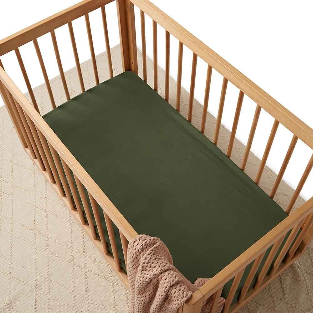 Olive Fitted Baby Cot Sheet Snuggle Hunny