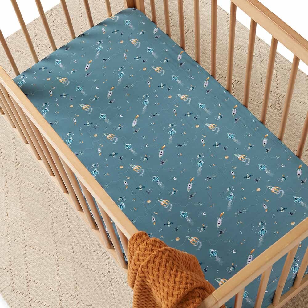 Rocket Fitted Organic Baby Cot Sheet Snuggle Hunny