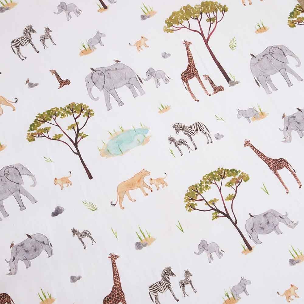 African Safari Organic Fitted Baby Cot Sheet Snuggle Hunny