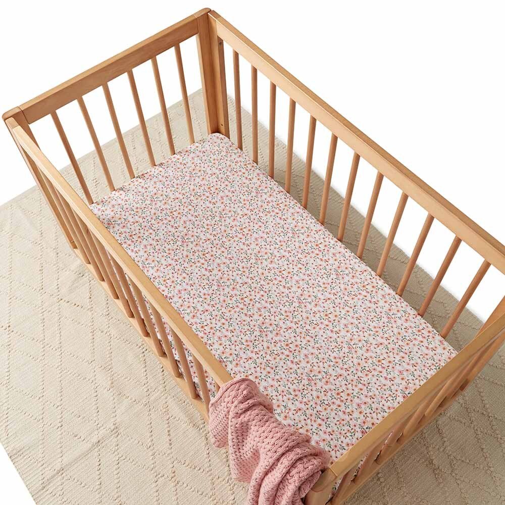 Spring Floral Organic Fitted Baby Cot Sheet Snuggle Hunny