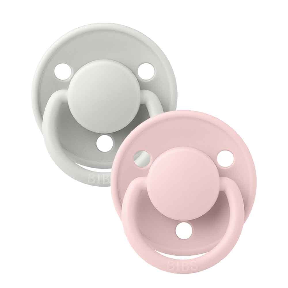 BIBS De Lux Silicone Dummy 2 Pack Haze/ Blossom Snuggle Hunny