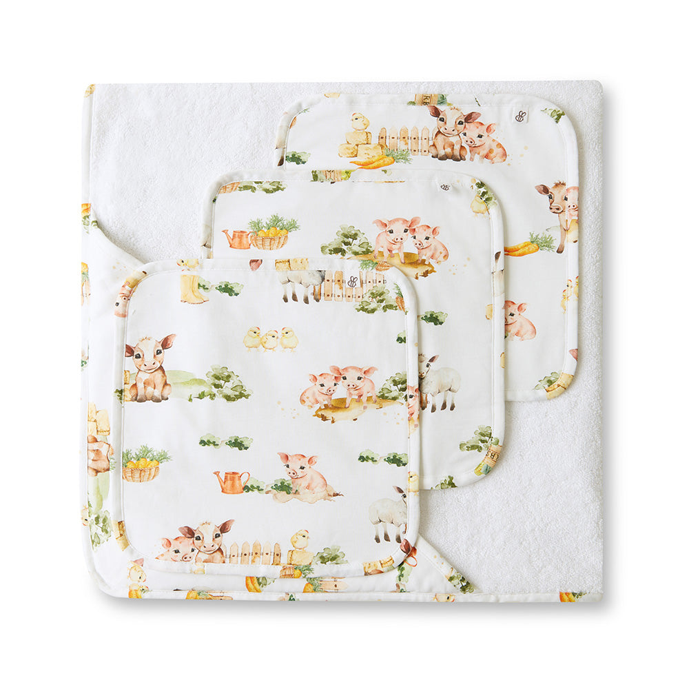 Farm Organic Baby Towel & Wash Cloth Set | Snuggle Hunny