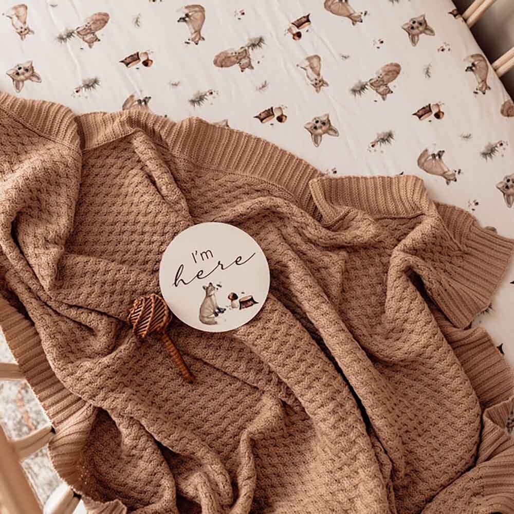 Hazelnut Diamond Knit Organic Baby Blanket - View 1