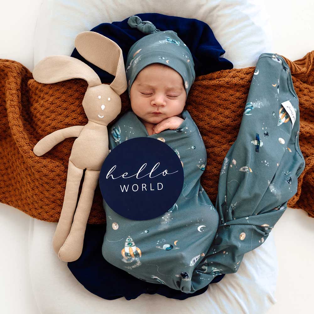 Rocket Jersey Wrap Birth Announcement Set Snuggle Hunny
