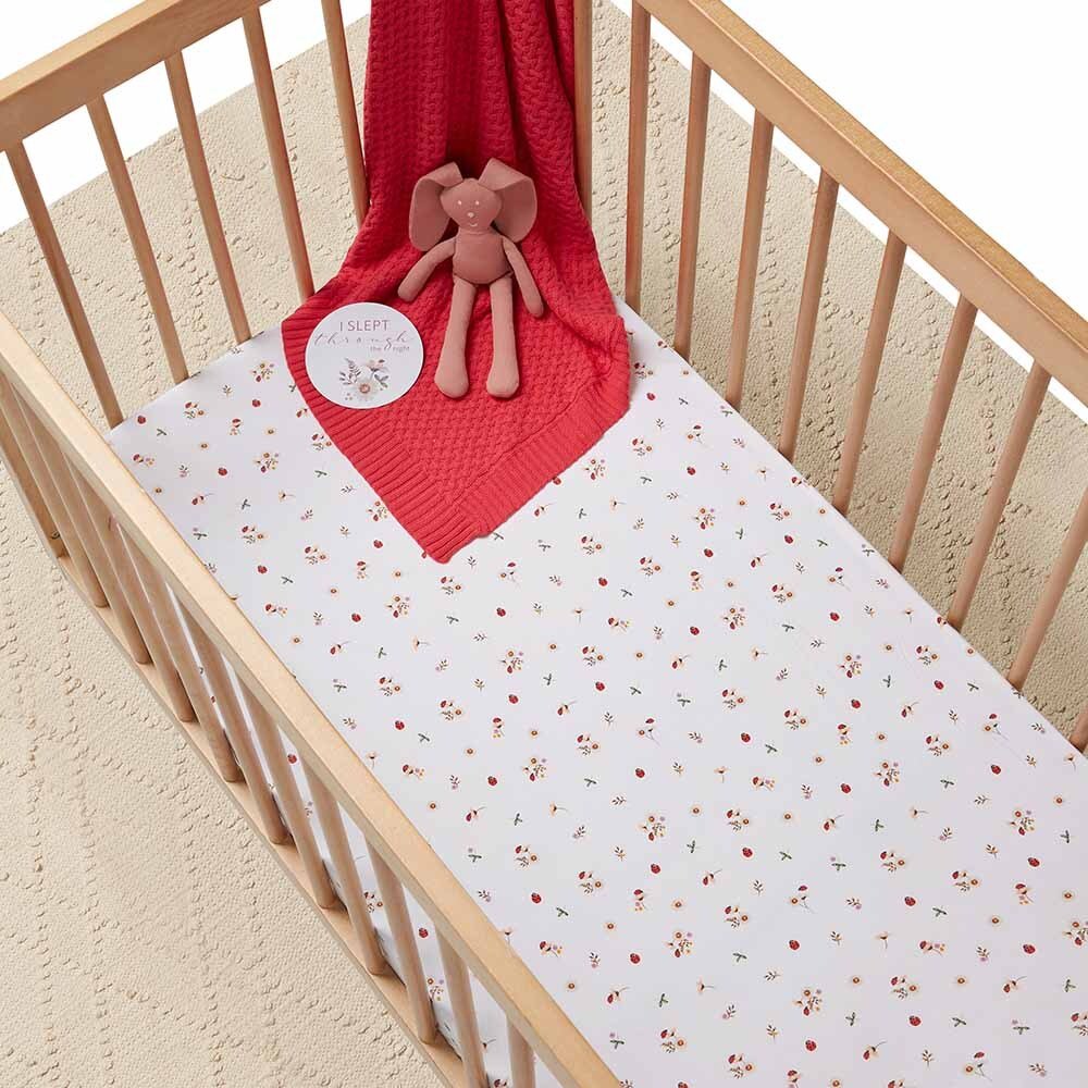 Ladybug Organic Fitted Baby Cot Sheet Snuggle Hunny