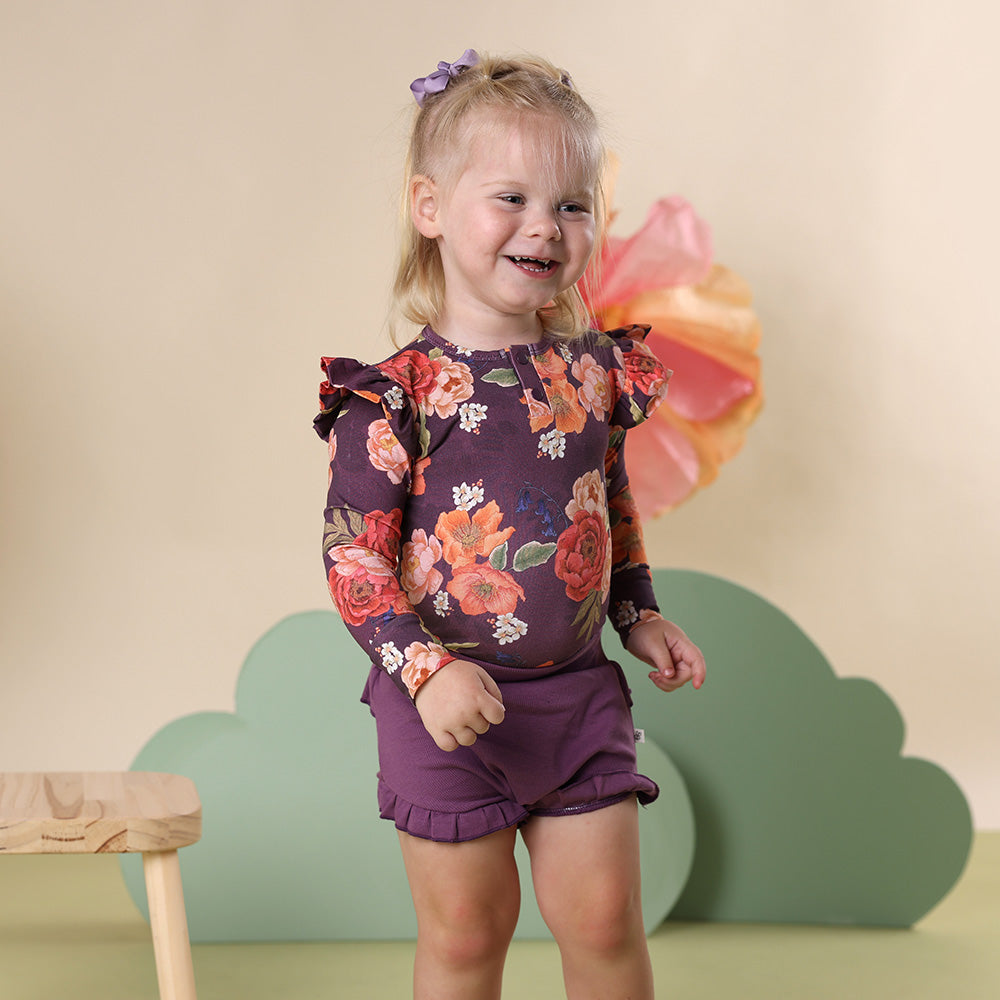 Snuggle Hunny Kids - Jacaranda - Organic Ribbed Frill Bodysuit
