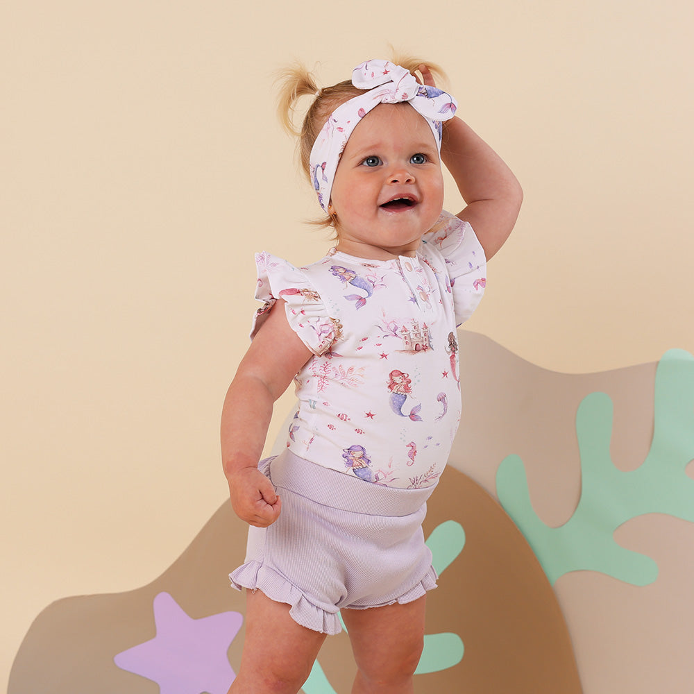 Bubblegum Short Sleeve Organic Bodysuit with Frill