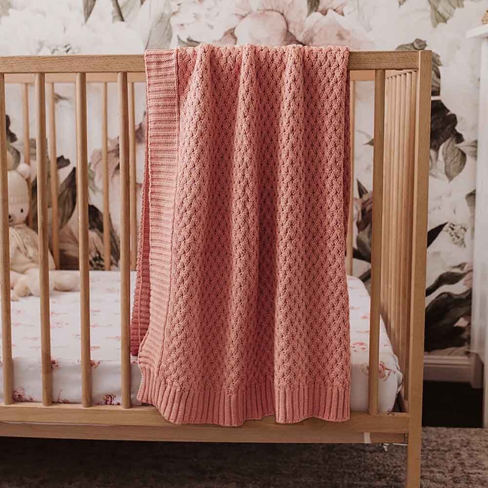 Rosa Diamond Knit Organic Baby Blanket - View 1