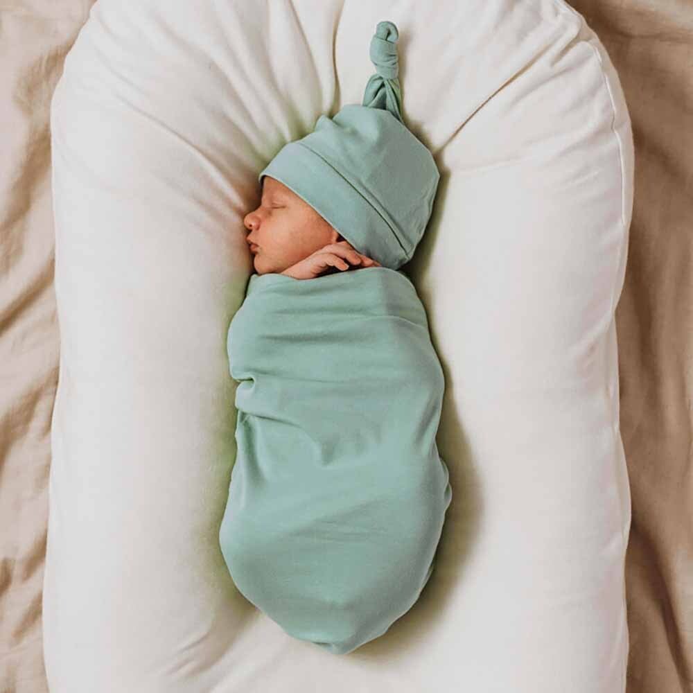 Sage Organic Baby Snuggle Swaddle with Beanie For Boys & Girls