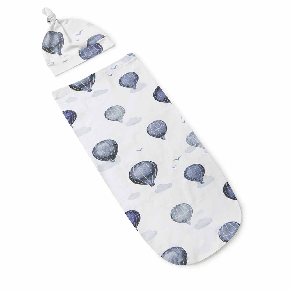Cloud Chaser Organic Baby Swaddle with Beanie Snuggle Hunny