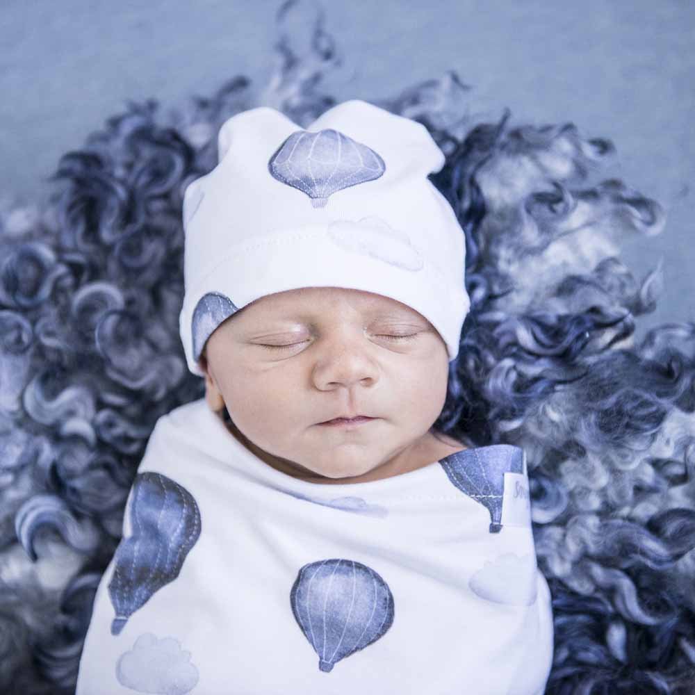 Cloud Chaser Organic Baby Swaddle with Beanie Snuggle Hunny