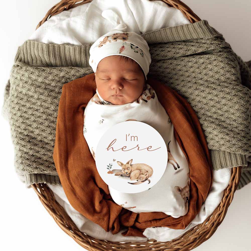 Kanga Organic Snuggle Swaddle & Beanie Set Snuggle Hunny