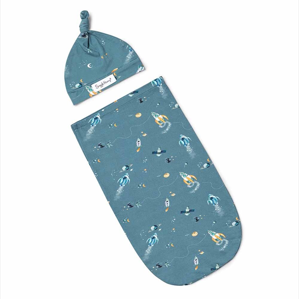 Rocket Organic Baby Swaddle & Beanie Snuggle Hunny