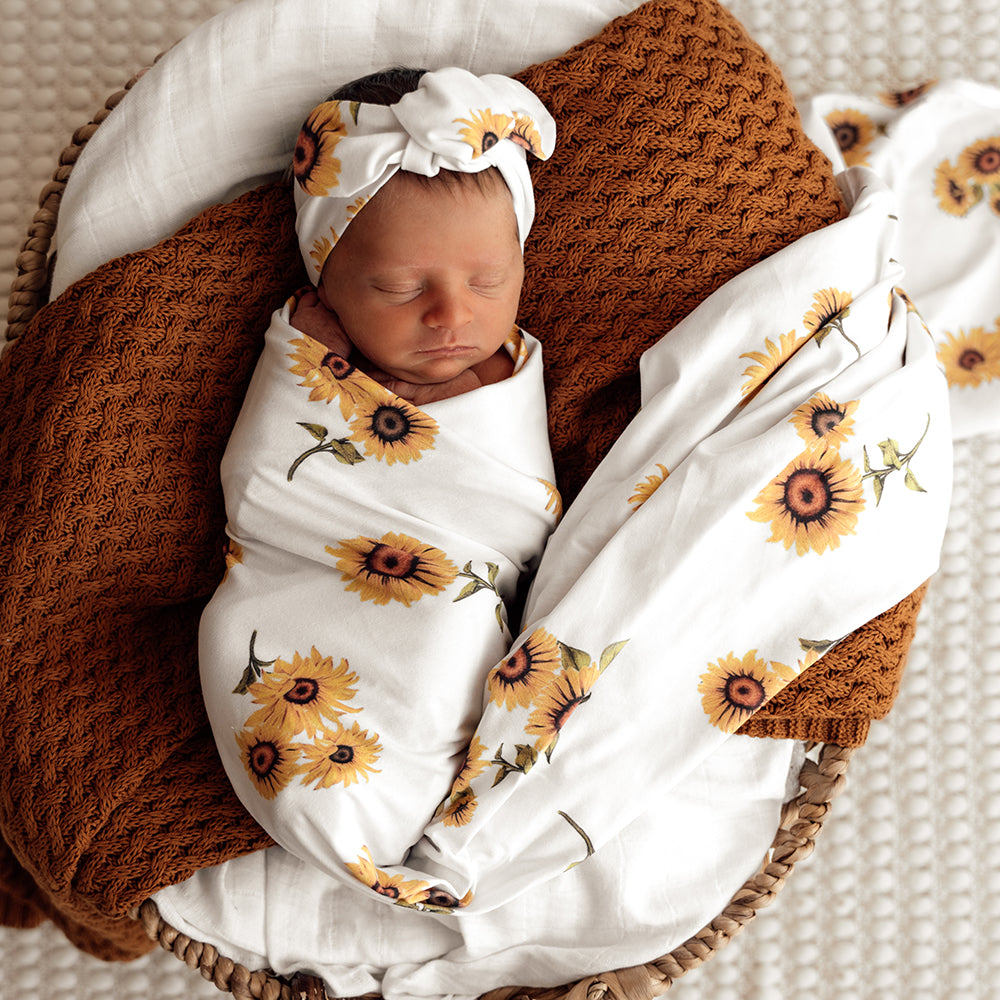 Lilac Organic Jersey Wrap & Topknot Set