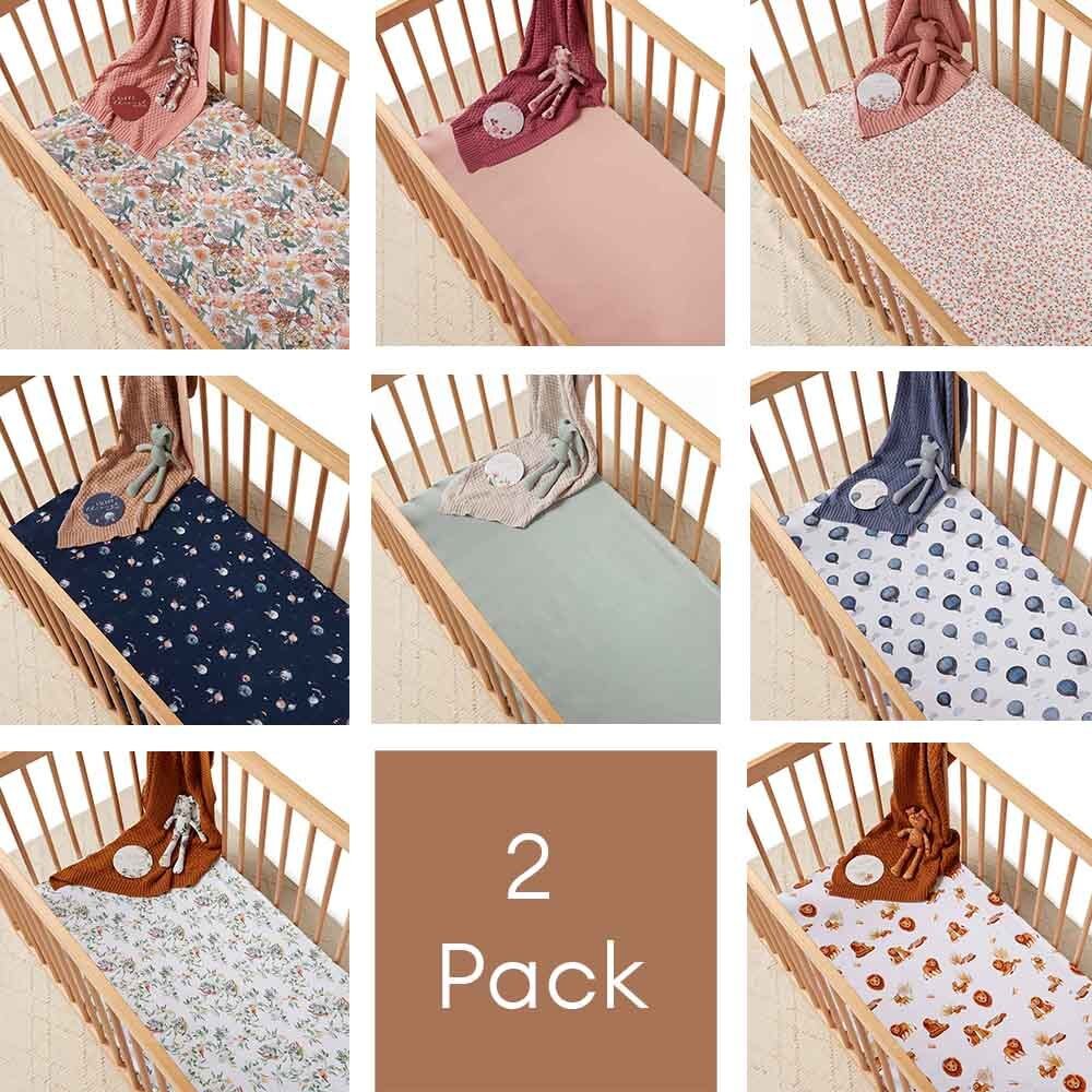 2 Pack Fitted Cot Sheets Snuggle Hunny