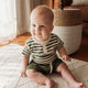 Olive Stripe Short Sleeve Organic Bodysuit - Thumbnail 6