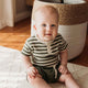 Olive Stripe Short Sleeve Organic Bodysuit - Thumbnail 3
