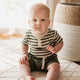 Olive Stripe Short Sleeve Organic Bodysuit - Thumbnail 5