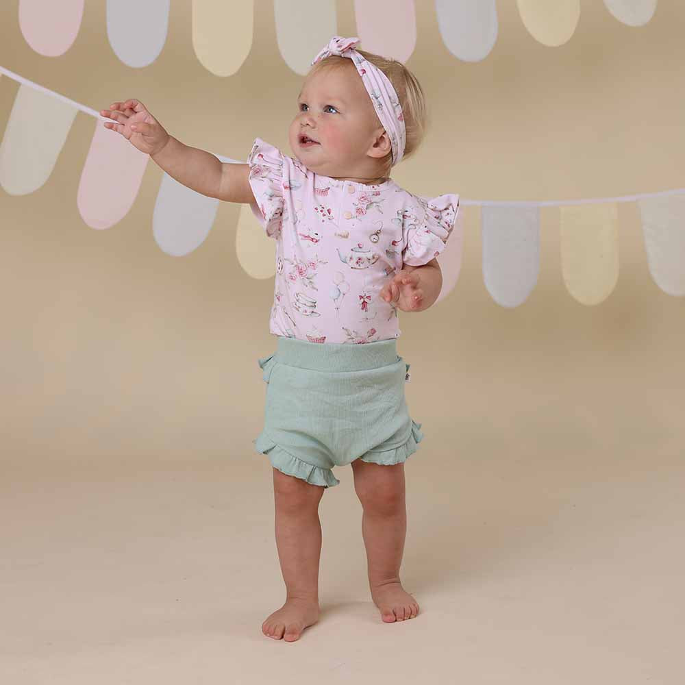 Alice’s Tea Party Short Sleeve Organic Bodysuit - View 14