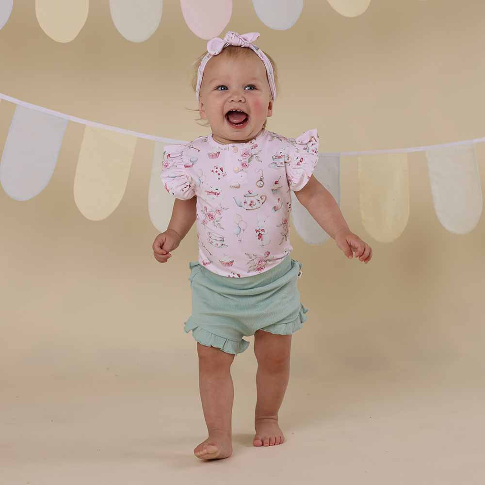 Alice’s Tea Party Short Sleeve Organic Bodysuit - View 15