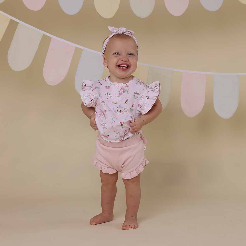Alice’s Tea Party Short Sleeve Organic Bodysuit - View 17