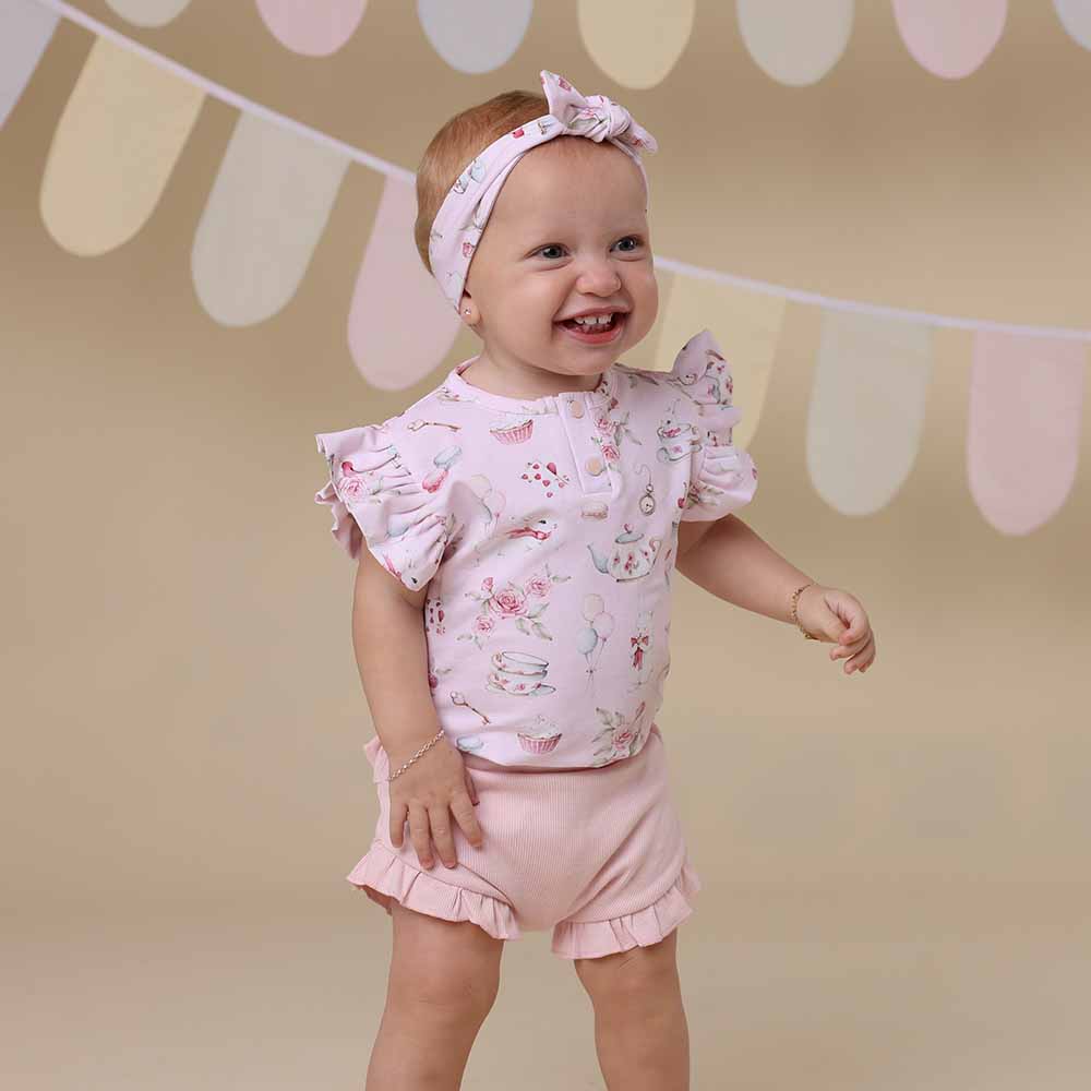 Alice’s Tea Party Short Sleeve Organic Bodysuit - View 9