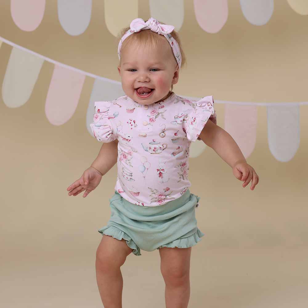Alice’s Tea Party Short Sleeve Organic Bodysuit - View 5