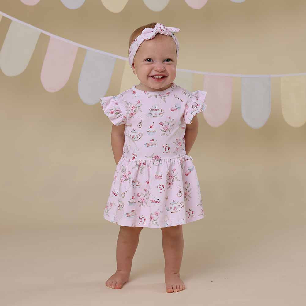 Alice’s Tea Party Short Sleeve Organic Dress - View 1