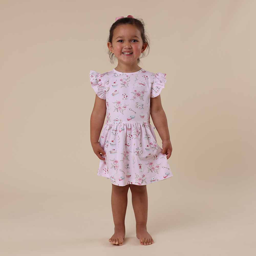 Alice’s Tea Party Short Sleeve Organic Dress - View 11