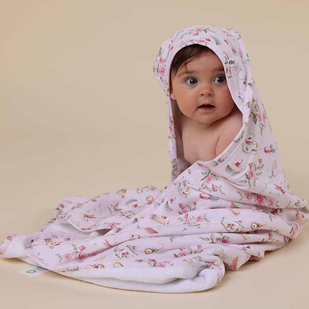 Alice's Tea Party Organic Baby Towel & Wash Cloth Set - View 4