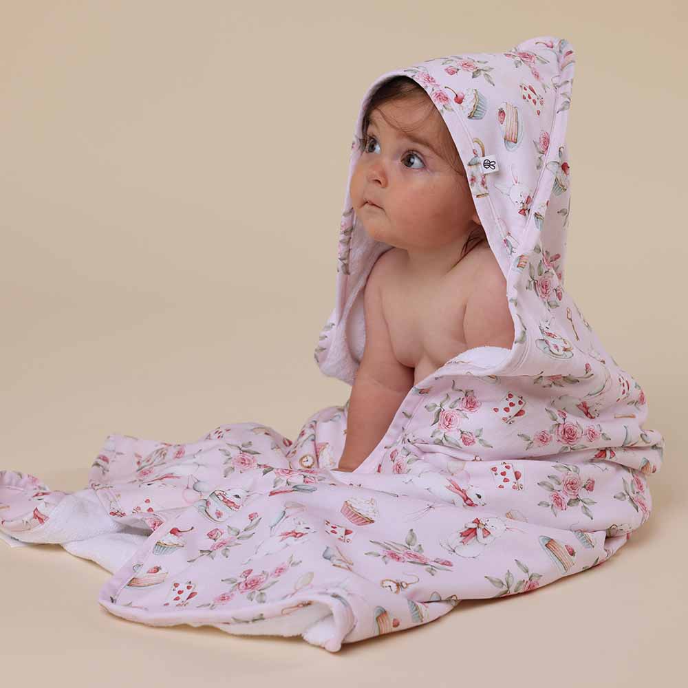 Alice's Tea Party Organic Baby Towel & Wash Cloth Set - View 2