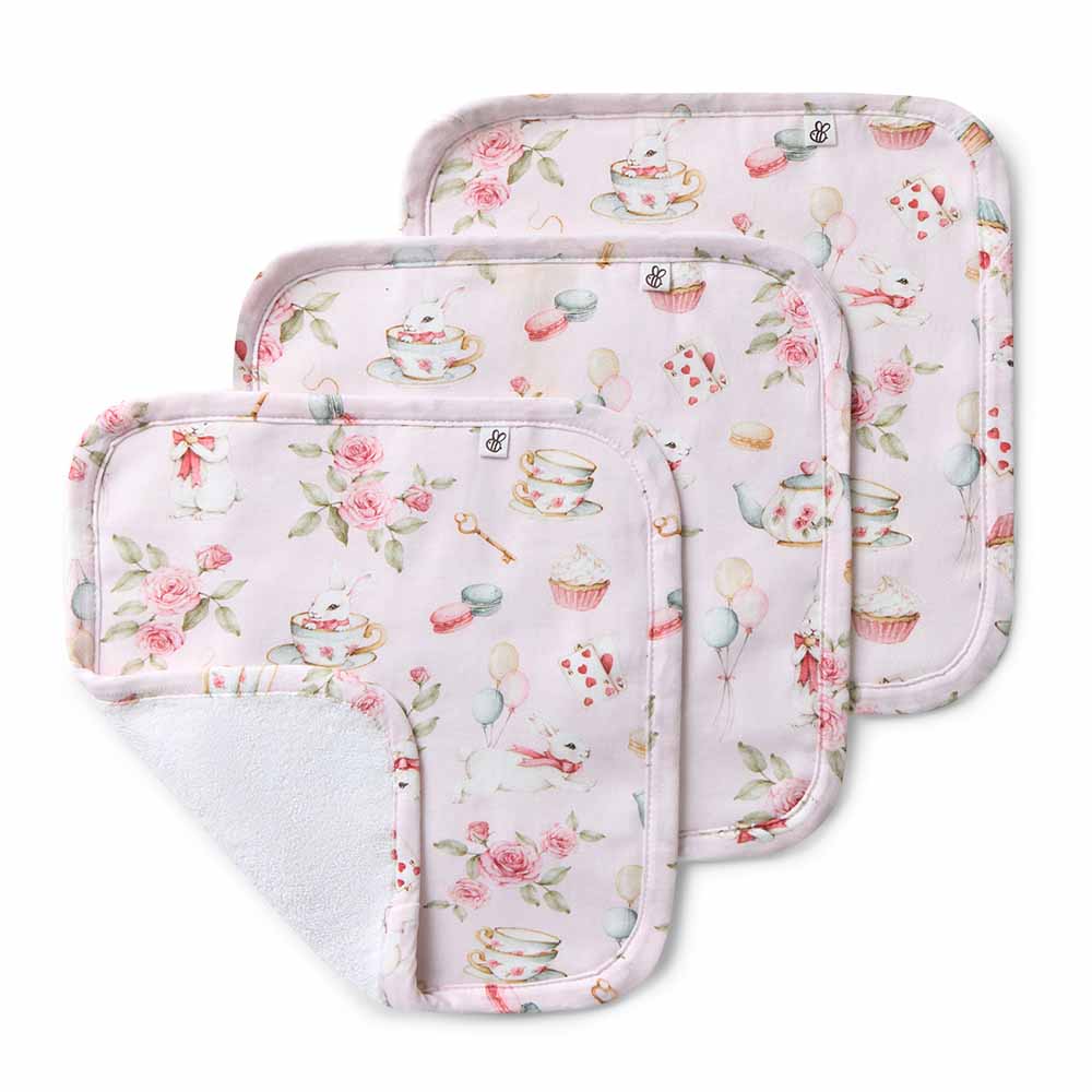 Alice's Tea Party Organic Baby Towel & Wash Cloth Set - View 5