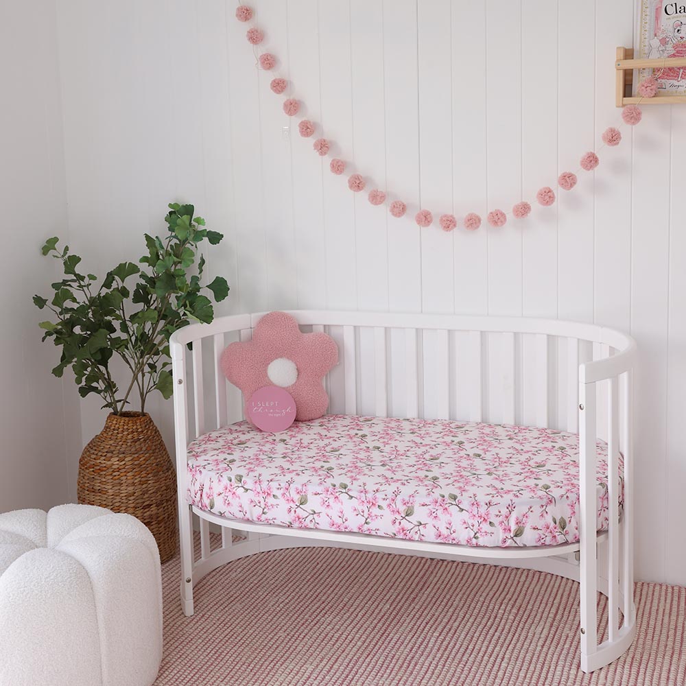 Cherry Blossom Organic Fitted Cot Sheet - View 5