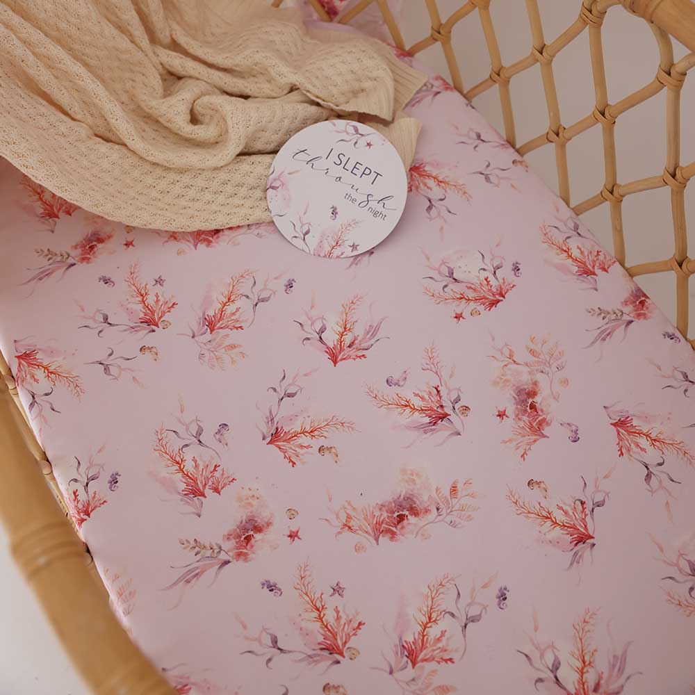 Coral Organic Bassinet Sheet / Change Pad Cover - View 11