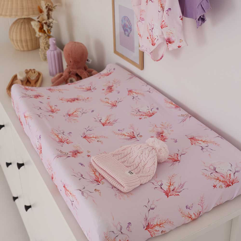 Coral Organic Bassinet Sheet / Change Pad Cover - View 13