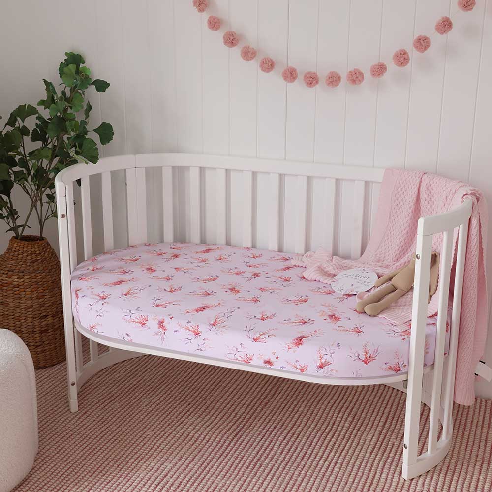 Coral Organic Fitted Cot Sheet - View 5