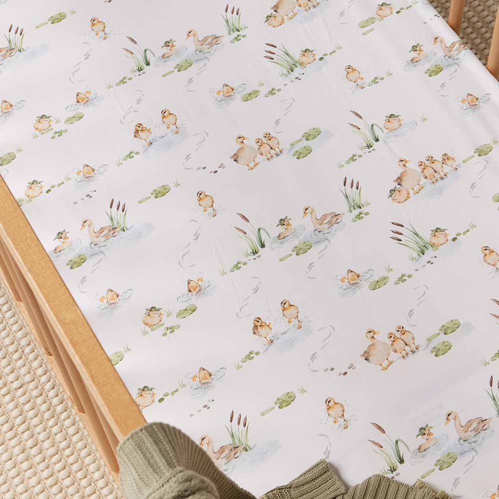 Duck Pond Organic Fitted Cot Sheet - View 2