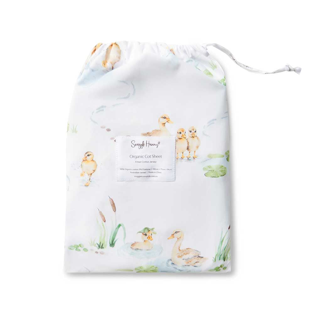 Duck Pond Organic Fitted Cot Sheet - View 4