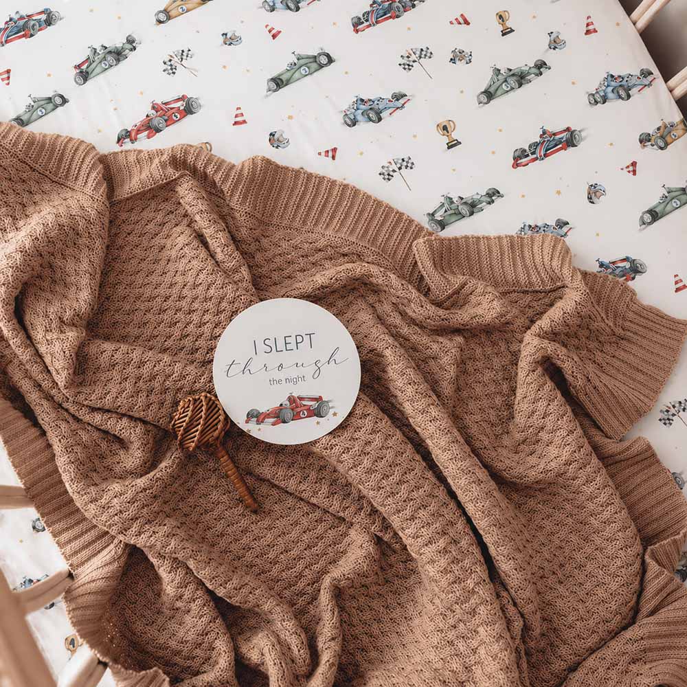 Hazelnut Diamond Knit Organic Baby Blanket - View 1