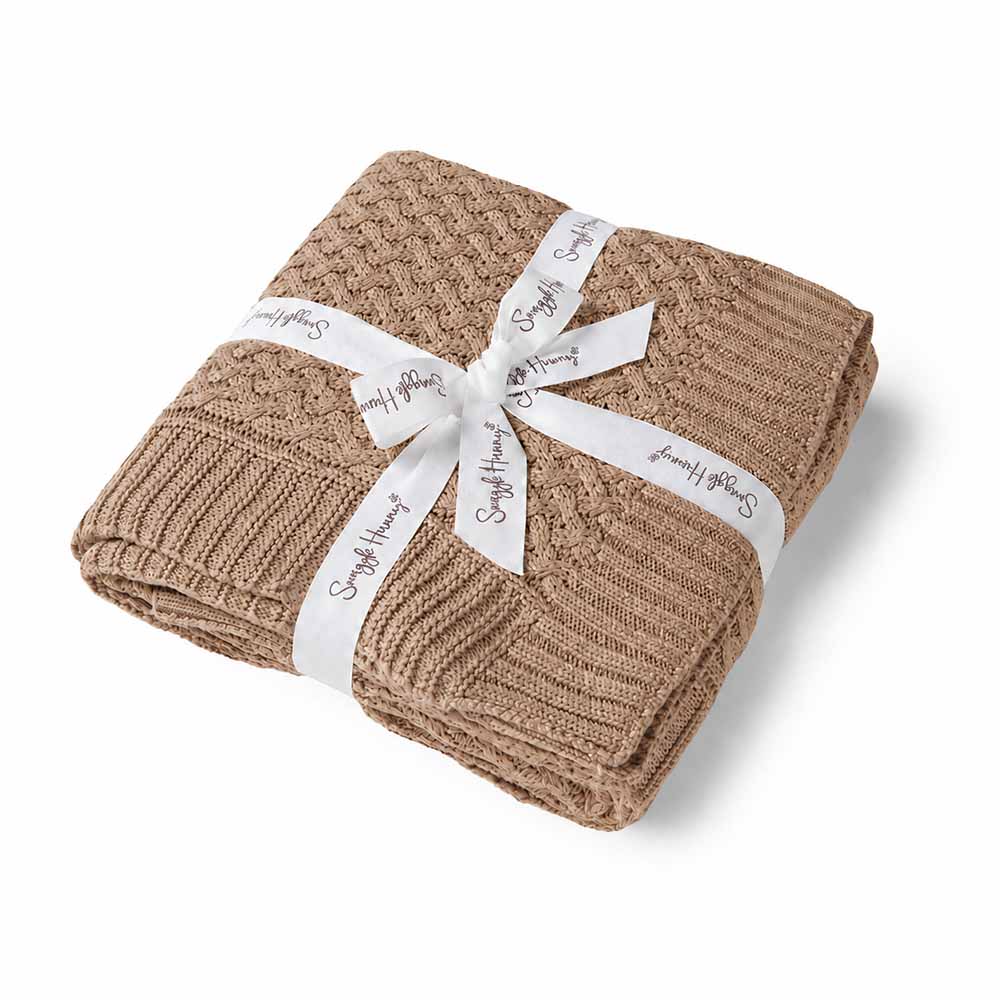 Hazelnut Diamond Knit Organic Baby Blanket - View 2