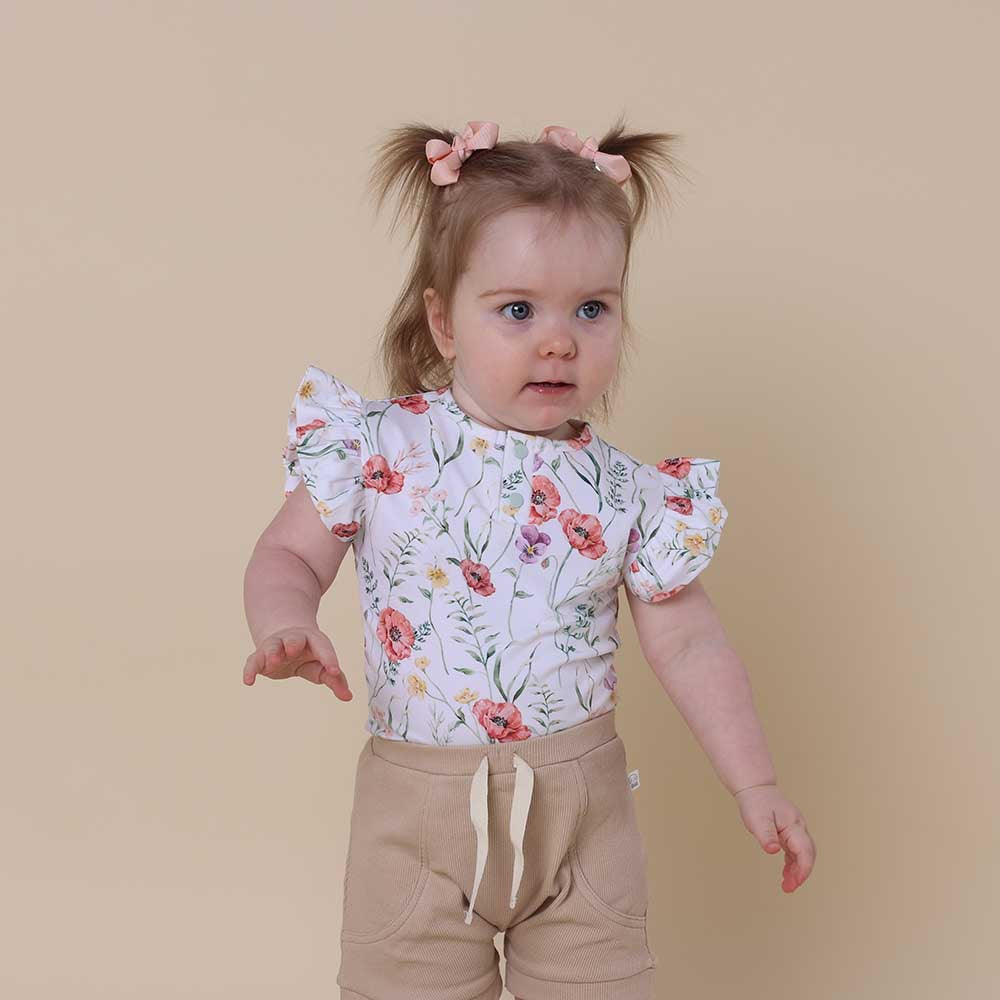 Meadow Short Sleeve Organic Bodysuit with Frill