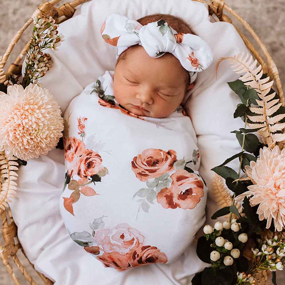 Rosebud Snuggle Swaddle Birth Announcement Set