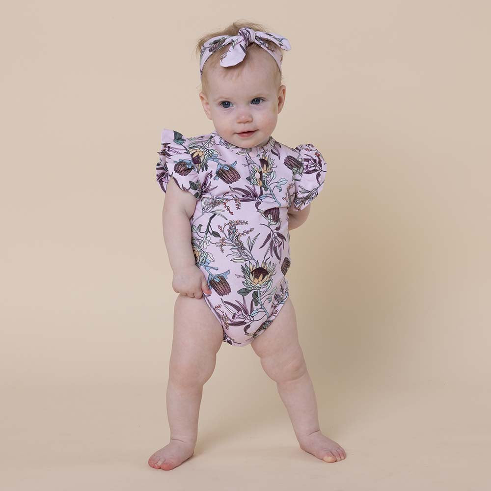 Banksia Short Sleeve Organic Bodysuit with Frill - View 7